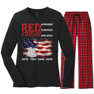 Red Friday Remember Until They Come Home Women's Long Sleeve Flannel Pajama Set 