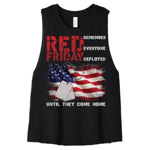 Red Friday Remember Until They Come Home Women's Racerback Cropped Tank