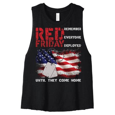 Red Friday Remember Until They Come Home Women's Racerback Cropped Tank