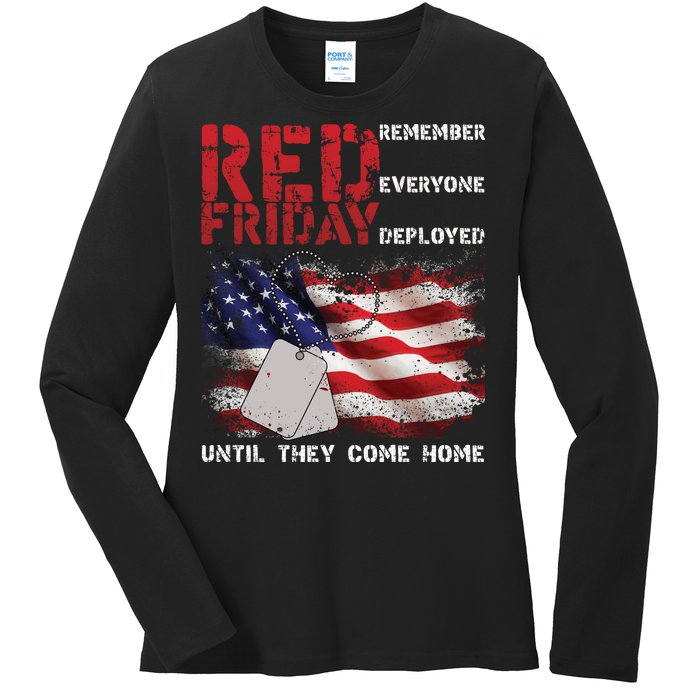 Red Friday Remember Until They Come Home Ladies Long Sleeve Shirt