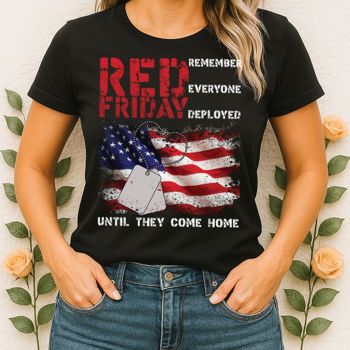 Red Friday Remember Until They Come Home Womens T-Shirt
