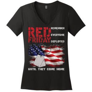 Red Friday Remember Until They Come Home Women's V-Neck T-Shirt