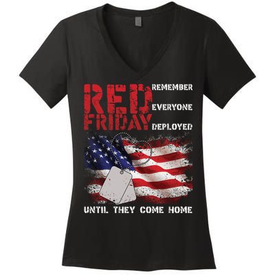 Red Friday Remember Until They Come Home Women's V-Neck T-Shirt