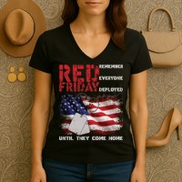 Red Friday Remember Until They Come Home Women's V-Neck T-Shirt