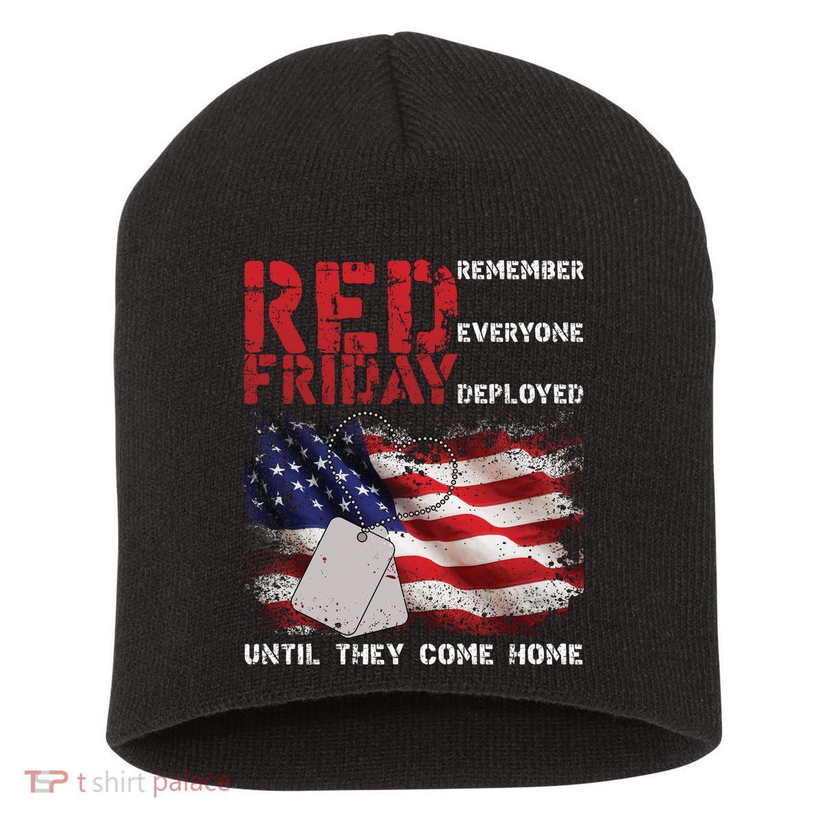 Red Friday Remember Until They Come Home Short Acrylic Beanie