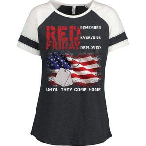 Red Friday Remember Until They Come Home Enza Ladies Jersey Colorblock Tee