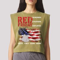 Red Friday Remember Until They Come Home Garment-Dyed Women's Muscle Tee