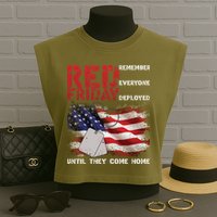 Red Friday Remember Until They Come Home Garment-Dyed Women's Muscle Tee
