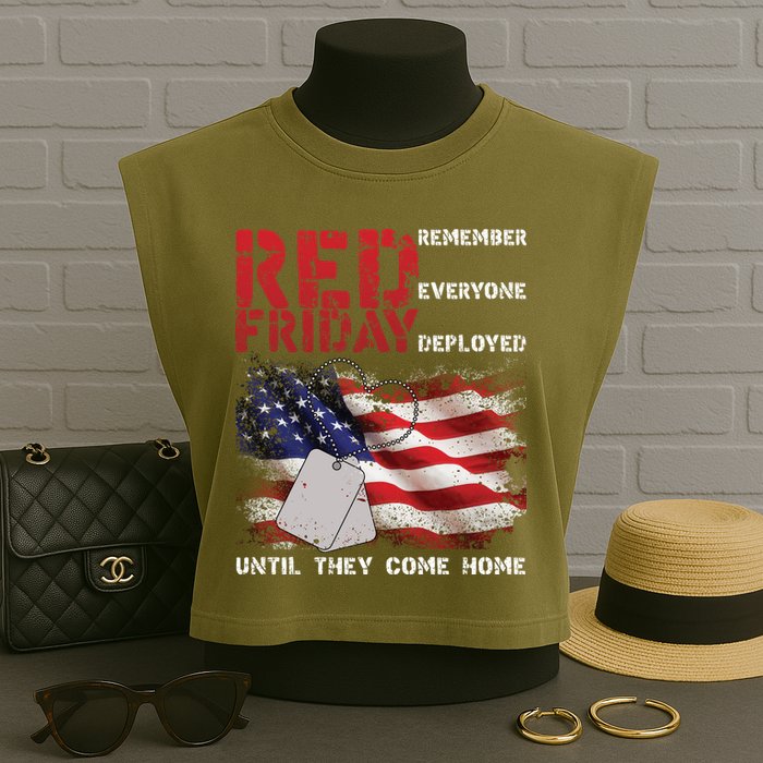 Red Friday Remember Until They Come Home Garment-Dyed Women's Muscle Tee