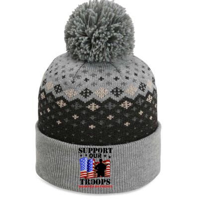 Red Friday Support Our Troops The Baniff Cuffed Pom Beanie