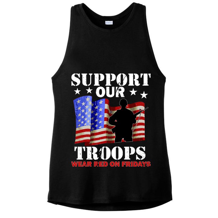 Red Friday Support Our Troops Ladies PosiCharge Tri-Blend Wicking Tank