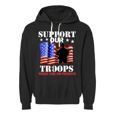 Red Friday Support Our Troops Garment-Dyed Fleece Hoodie
