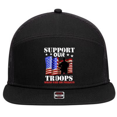 Red Friday Support Our Troops 7 Panel Mesh Trucker Snapback Hat