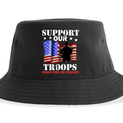 Red Friday Support Our Troops Sustainable Bucket Hat