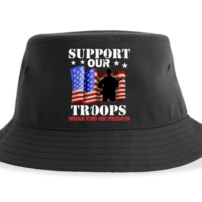 Red Friday Support Our Troops Sustainable Bucket Hat