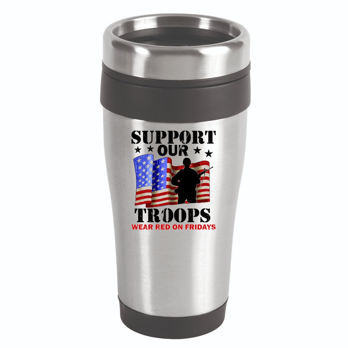 Red Friday Support Our Troops 16oz Travel Tumbler