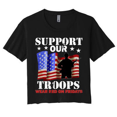 Red Friday Support Our Troops Crop Top