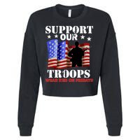 Red Friday Support Our Troops Cropped Pullover Crew
