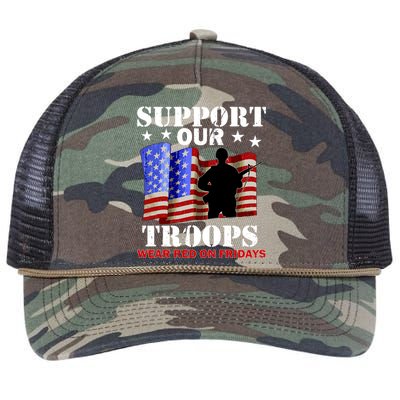 Red Friday Support Our Troops Retro Rope Trucker Hat Cap