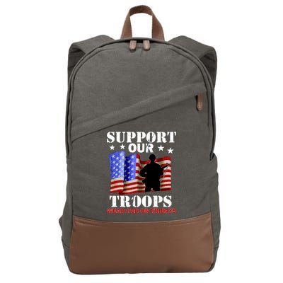 Red Friday Support Our Troops Cotton Canvas Backpack