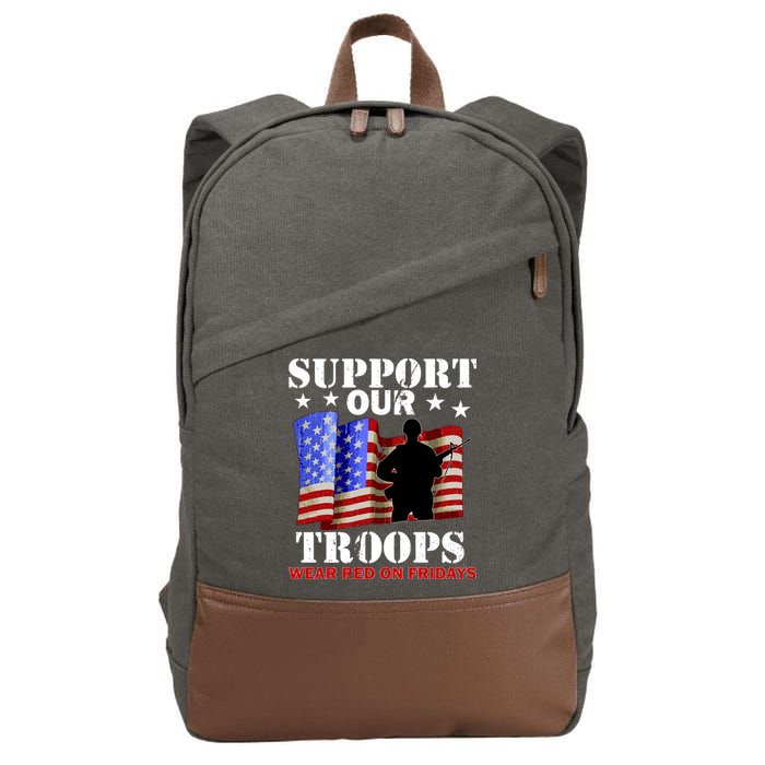 Red Friday Support Our Troops Cotton Canvas Backpack
