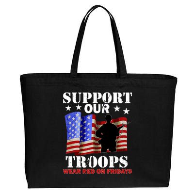 Red Friday Support Our Troops Cotton Canvas Jumbo Tote