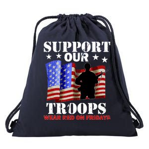 Red Friday Support Our Troops Drawstring Bag