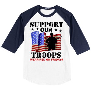 Red Friday Support Our Troops Baseball Sleeve Shirt