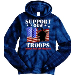 Red Friday Support Our Troops Tie Dye Hoodie