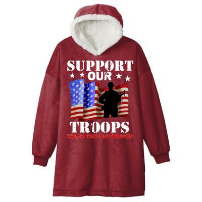 Red Friday Support Our Troops Hooded Wearable Blanket