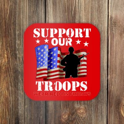 Red Friday Support Our Troops Coaster