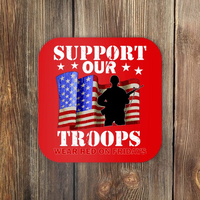 Red Friday Support Our Troops Coaster