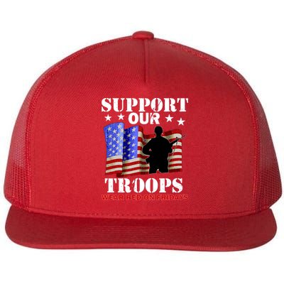 Red Friday Support Our Troops Flat Bill Trucker Hat