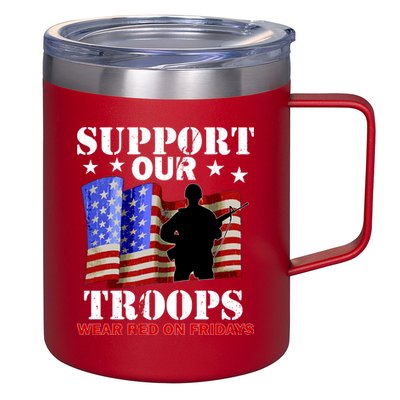 Red Friday Support Our Troops 12oz Stainless Steel Coffee Mug