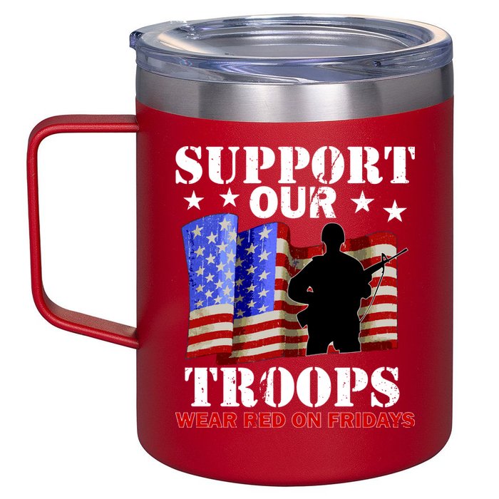 Red Friday Support Our Troops 12oz Stainless Steel Coffee Mug