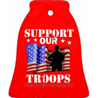 Red Friday Support Our Troops Ceramic Bell Ornament