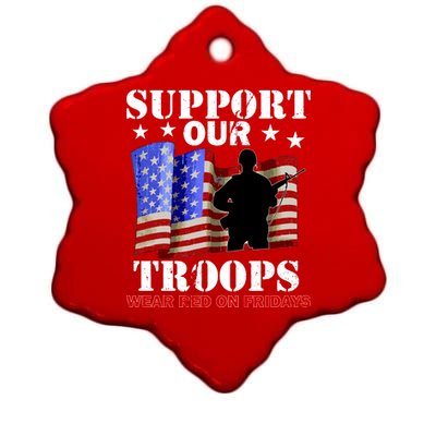 Red Friday Support Our Troops Ceramic Star Ornament