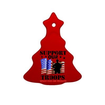 Red Friday Support Our Troops Ceramic Tree Ornament