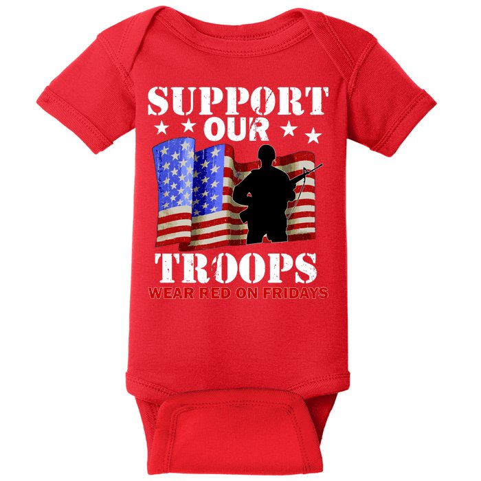 Red Friday Support Our Troops Baby Bodysuit