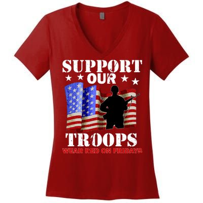 Red Friday Support Our Troops Women's V-Neck T-Shirt