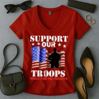 Red Friday Support Our Troops Women's V-Neck T-Shirt