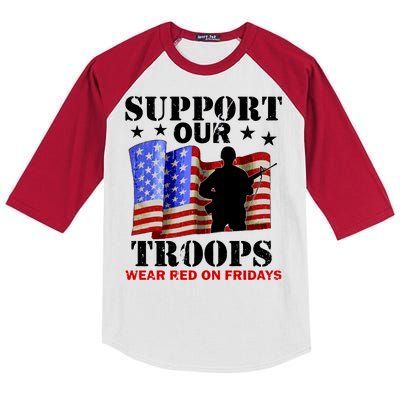 Red Friday Support Our Troops Kids Colorblock Raglan Jersey