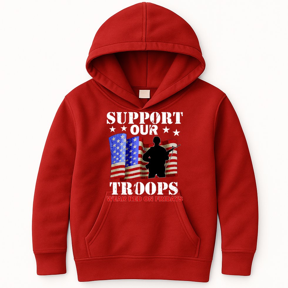 Red Friday Support Our Troops Kids Hoodie