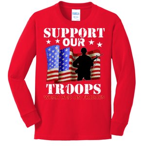 Red Friday Support Our Troops Kids Long Sleeve Shirt