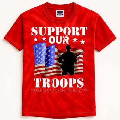 Red Friday Support Our Troops Kids Tie-Dye T-Shirt