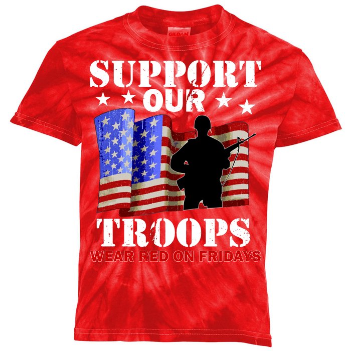 Red Friday Support Our Troops Kids Tie-Dye T-Shirt