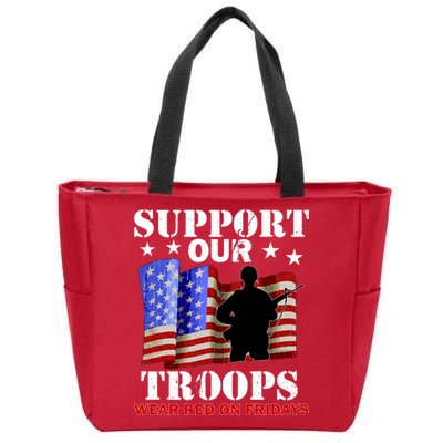 Red Friday Support Our Troops Zip Tote Bag