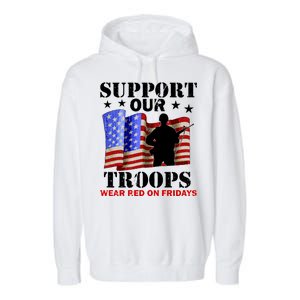 Red Friday Support Our Troops Garment-Dyed Fleece Hoodie