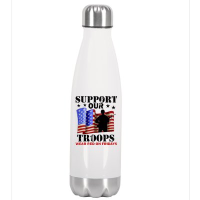 Red Friday Support Our Troops Stainless Steel Insulated Water Bottle