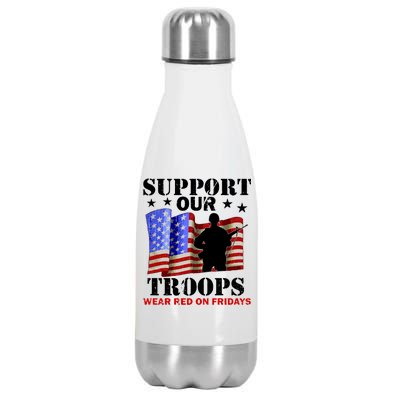 Red Friday Support Our Troops Stainless Steel Insulated Water Bottle